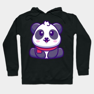 Cute baby panda sitting cartoon illustration Hoodie